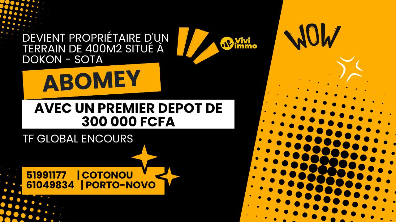 PARCELLE DE 400M2 EN VENTE A ABOMEY BENIN PAR VIVI IMMO